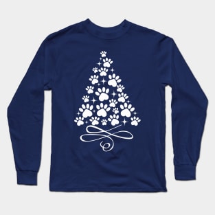 Dog Paw Christmas Tree - White Long Sleeve T-Shirt